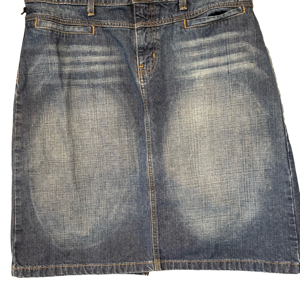 POLO Jeans Company 90s Racer Knee Denim Skirt Flag Logo, Sz 12 - Picture 5 of 15